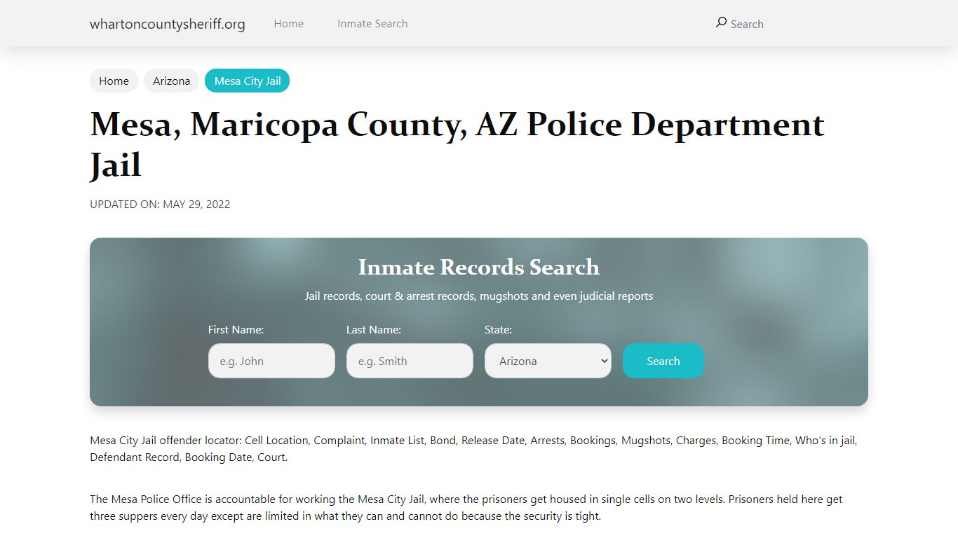 Mesa, AZ City Jail Inmates, Arrests