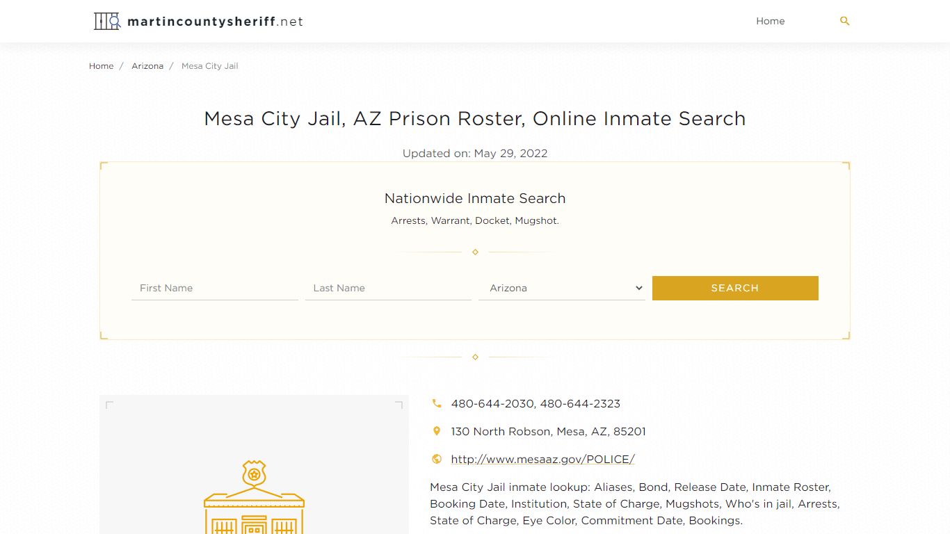 Mesa City Jail, AZ Prison Roster, Online Inmate Search ...